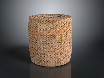 Round Woven Storage Basket With Layered Texture And Natural Fibers For Home Storage 3d model