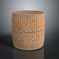 Round Woven Storage Basket With Layered Texture And Natural Fibers For Home Storage