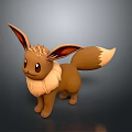 Animated 3D Character Model Of Brown Eevee With Big Ears Fluffy Tail And Friendly Expression