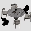 Modern Elegant Dining Table Interior Design with Marble Tabletop and Transparent White Chairs 3d model
