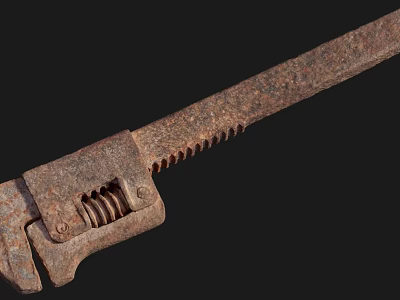 Rusty Adjustable Wrench With Rusted Surface And Mechanical Tool Details 3d model