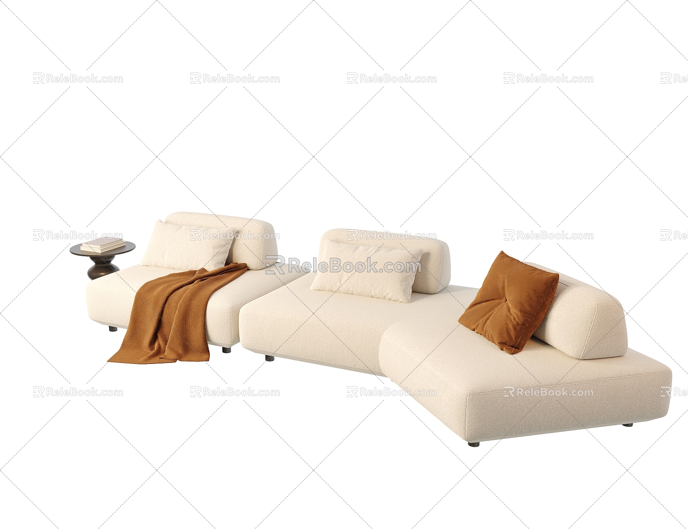 Modern Cream Style Sofa Living Room Sofa Multi-Person Sofa Three-Person Sofa Sofa in-line Sofa 3d model