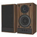 Pair of Wooden Speakers with Black Drivers and Front Control Knobs 3d model