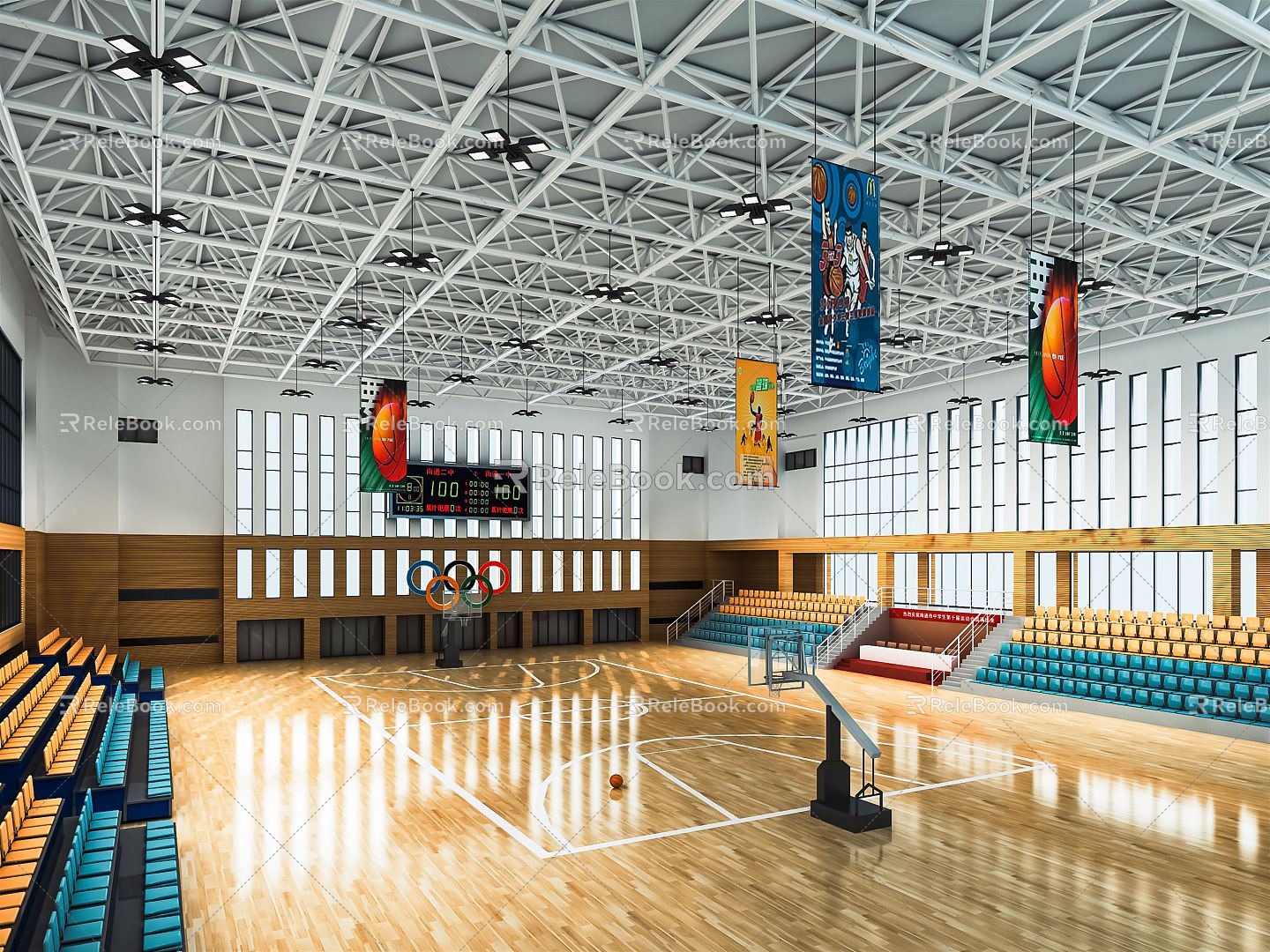 Modern Basketball Court Basketball Stadium Sports Venues Gymnasium Basketball Rack Basket Basketball Basketball Game Venues 3d model