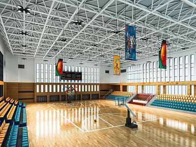 Modern Basketball Court Basketball Stadium Sports Venues Gymnasium Basketball Rack Basketball Basketball Game Venues 3d model