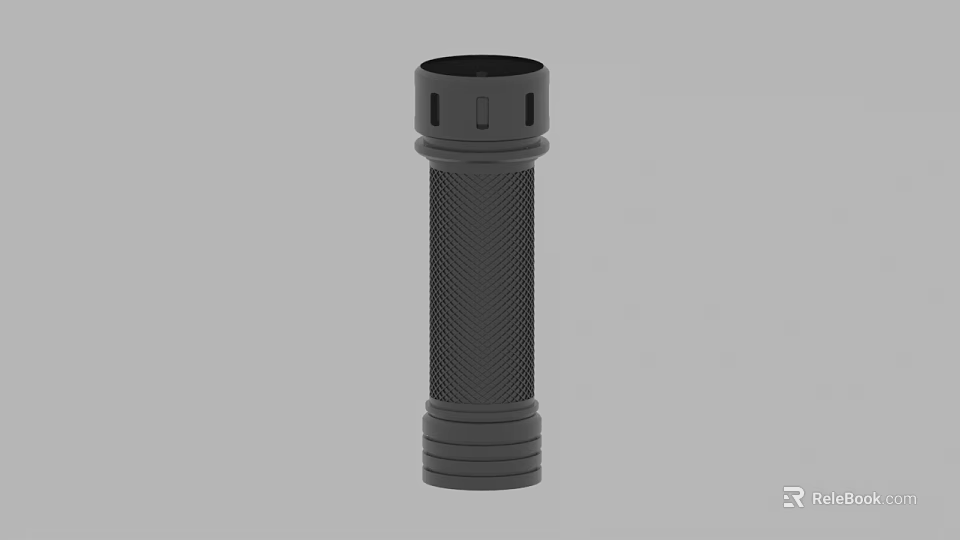 Practical Gray Cylindrical Grip Tool with Textured Surface and Ringed Edges 3d model