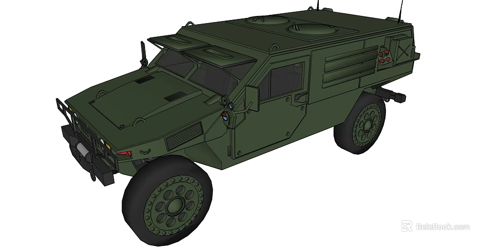 Green Military Armored Functional Vehicle With Off Road Tires And Heavy Duty Design 3d model 