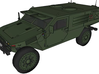 Green Military Armored Functional Vehicle With Off Road Tires And Heavy Duty Design 3d model