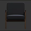 Modern Minimalist Single Sofa With Dark Gray Upholstery And Wooden Arms Legs