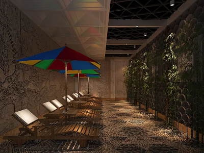 New Chinese style club sweat evaporate oxygen bar room 3d model