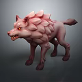 Fantasy Wolf Creature With Spiked Petal Like Skin And Glowing Red Eyes