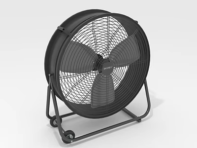 Black Industrial Floor Standing Air Cooler Fan With Wheels And Mesh Guard 3d model