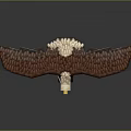 Pixel Art Mythical Eagle in Flying Pose with Spread Wings Glowing Head and Yellow Talons