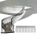 Elegant Modern Spiral Staircase With Black Iron Railing And Dark Steps 3d model