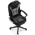 Modern Home Office Table And Chair Set With Ergonomic Leather Seat And Metal Frame