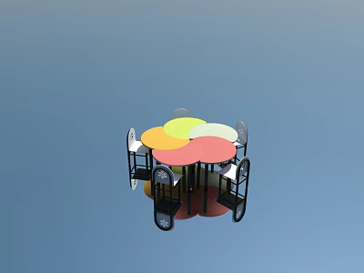 Colorful Children's Table With Multicolored Tabletop And Matching Chairs For Kids Room 3d model