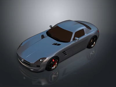 Silver Sports Car With Sleek Aerodynamic Design Red Wheels And Black Roof 3d model