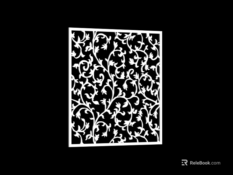 Decorative Carved Partition With Intricate Vine Pattern And White Finish 3d model
