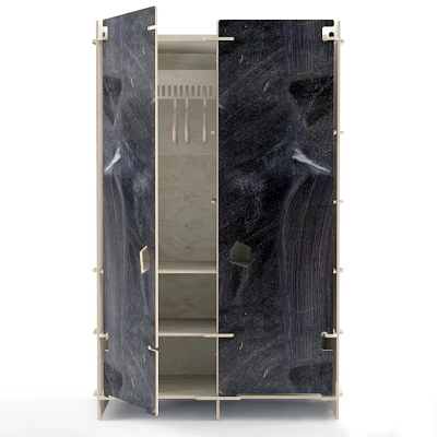 Modern Wardrobe Interior Design With Open Shelves Hanging Rods And Wooden Frame 3d model