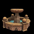 Ornate Stone Garden Fountain As Landscape Water Feature With Spherical Decor And Intricate Base Design