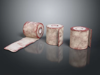 Medical Bandages Three Rolls With Unrolled Strip For First Aid Supplies 3d model