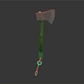 Traditional Axe Weapon With Metal Head Brown Wooden Handle And Brass Loop