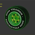 Car Black Tire With Yellow Wheel Rim Featuring 5000 THANKS And SHELBY FOLIO