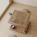 Traditional Go Board Game Entertainment with Wooden Table Stones and Seats