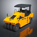 Yellow XCMG K9 Armoured Road Roller With Black Canopy And Multiple Rollers 3d model
