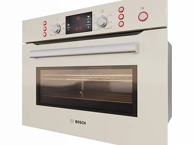 Bosch Cream Colored Oven With Digital Display Control Panel And Red Buttons 3d model