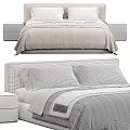 Modern Minimalist Bedroom Bed With Light Bedding White Pillows And Nightstand