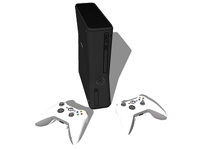 Modern Black Wireless Game Console With Two White Controllers For Home Entertainment 3d model
