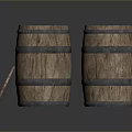 Wooden Barrels With Metal Hoops And Open Lid For Home Living Storage