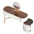 Modern Dressing Table With Round Mirror Open Drawer And Storage Compartments 3d model