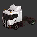White Commercial Utility Tractor Unit with Yellow Top Warning Lights and Black Wheels
