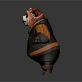 3D Animated Game Character Panda In Pilot Outfit With Goggles Orange Stripes Black Vest