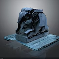 Blue Reclining Elephant Sculpture With Intricate Carved Details And Sturdy Base