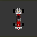 Red Formula 1 Race Car With Number 4 White Rear Wing And Yellow Wheels