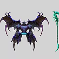 Game And Movie Character With Massive Purple Wings Demonic Form And Green Glowing Weapon