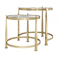 Elegant Gold Round Coffee Tables With Nested Metal Frame Modern Design 3d model