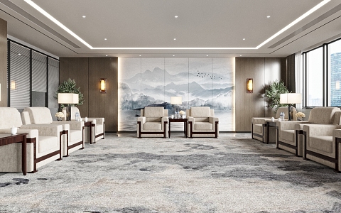 New Chinese Reception Room Meeting Room 3d model