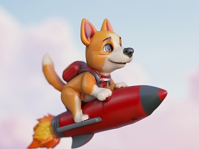 Rocket Dog Ornaments Flying Dog Rocket Dog Archie Decorations 3d model