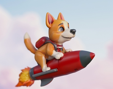 Rocket Dog Ornaments Flying Dog Rocket Dog Archie Decorations 3d model