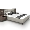 Modern Wooden Bedside Table With Drawers In Bedroom With Padded Headboard