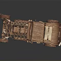 Vintage Handcrafted Car Model With Metallic Striped Body Large Wheels And Circular Engine Parts