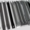 Various Modern Escalators With Different Designs And Metallic Finishes For Commercial Use