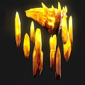 Glowing Yellow Crystal Cluster With Sharp Luminous Spikes And Bright Edges