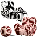 Modern Black White Striped Leisure Chair With Stylish Pattern And Curved Design 3d model