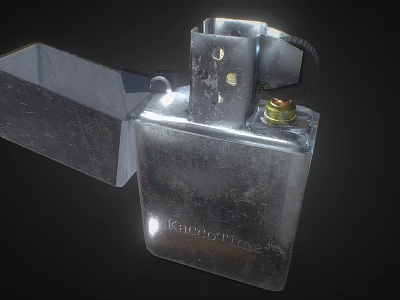 Shiny Silver Metal Lighter with Open Lid Smooth Surface and Durable Build 3d model