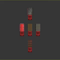 Red Model Trucks Featuring Tank Dump Flatbed And Covered Cargo Designs